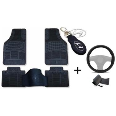 Imagem de Kit Tapete Hyundai HB20 2019 + Capa de Volante + Chaveiro - Aero Print