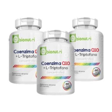 Imagem de Kit 3 Coenzima Cq10 L Tripofano 500mg Suplemento 60cap Saude - bionutr