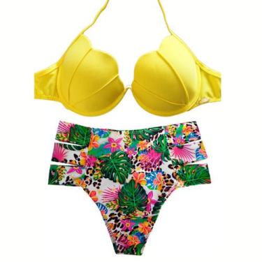 Imagem de Biquíni Sereia Concha Com Bojo Cintura Alta Moda Praia Feminino Lançam