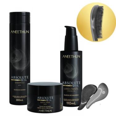 Imagem de Kit Absolute Oil Shampoo,Máscara e Umectante Aneethun+Escova
