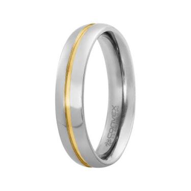Imagem de Aliança de Namoro Milão 5mm com Filete Central Gold IPG - Convex, 30