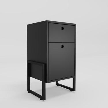 Imagem de mesa de cabeceira para quarto Wolli - Duas Gavetas - Preto - Móveis Be
