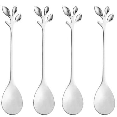 Imagem de Kit Jogo 4 Colher De Chá Café Aço Inox Leaves 28296 - Bon Gourmet