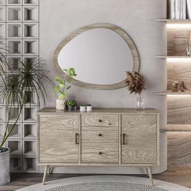 Imagem de Espelho Orgânico com Moldura em MDF estilo Moderno acompanha Suporte p