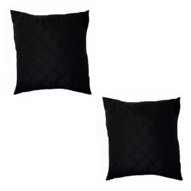 Imagem de kit 2 capas de almofada 50 x 50 com enchimento preto 100% poliéster - 