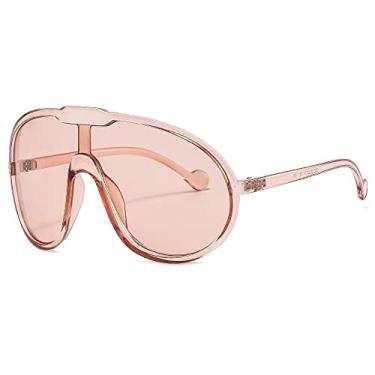 Imagem de RAVI EYEWEAR Óculos de sol aviador de uma peça grande para mulheres, moda masculina, óculos escudos UV400, Champanhe, Large