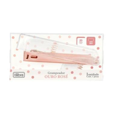 Imagem de Grampeador de Mesa Ouro Rose Transparente 20 Folhas G107 Tilibra  Eleg