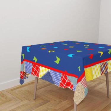 Imagem de Toalha De Mesa Quadrada 4 Lugares Tecido Oxford Festa Junina Retalhos 