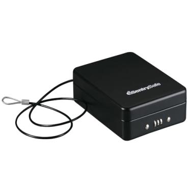 Imagem de SentrySafe Seguro pequeno, caixa preta com fechadura de combinação para escritório ou dormitório protege dinheiro, passaporte, joias, 0,05 pés cúbicos, exterior: 6,5 cm A x 15 cm L x 20,3 cm D, P005C