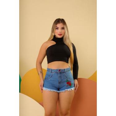 Imagem de Short jeans cintura alta - Blue jeans , Lavagem escura, 34,36,38,40,42