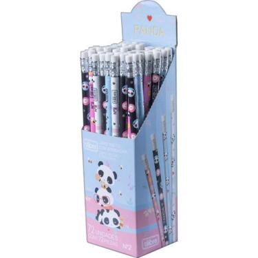 Imagem de Lápis Preto Redondo Panda com Borracha Sortido - Caixa com 72 Unidades