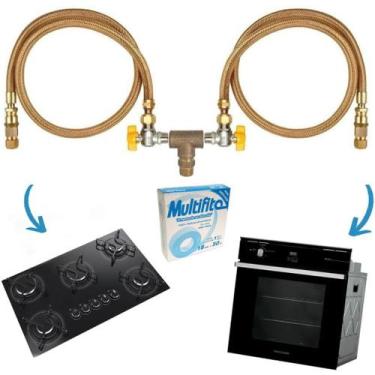 Imagem de Kit Instalação Cooktop Forno Mangueiras 2,50Mt Gás Encanado - Contufle