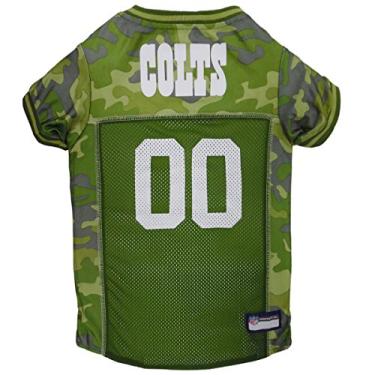 Imagem de Pets First NFL Indianapolis Colts Camuflagem Dog Jersey, M - CAMO PET Jersey disponível em 5 tamanhos e 32 times da NFL. Camisa para cães de caça