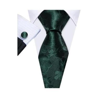 Imagem de Conjunto de Gravata e Abutões Masculinos - Verde Menta, Cerceta, Oliva