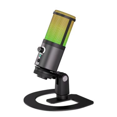Imagem de G-MARK Microfone condensador MK6 RGB USB, microfone de jogos para podcasts, transmissão, transmissão, microfone condensador com cardioide, omnidirecional, compatível com PS4/5/PC