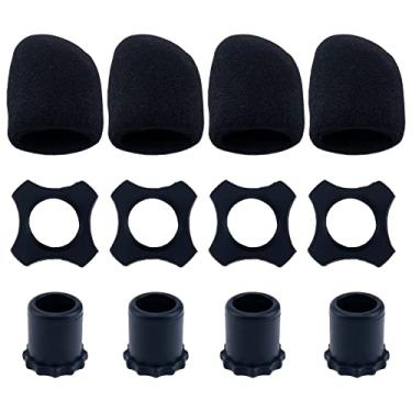Imagem de Pastlla 4 peças de proteção de microfone à prova de agitação anti-rolamento microfone de mão sem fio anel de silicone microfone capa de espuma preta