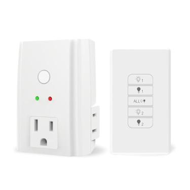 Imagem de Tiffcofio Tomada de Controle Remoto para Ambientes Internos, Interruptores de Luz de Parede Sem Fio, Controle Remoto de Alcance de 100 Pés, 3 Tomadas(1 Tomada Aterrada + 2 Tomadas Polarizadas) para Lu