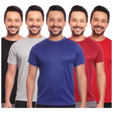 Imagem de Kit 5 Camisas Básicas Masculina Dry Fit Lisa Tradicional - MC Digital,