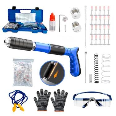 Imagem de Pistola Finca Pino Manual com Óculos, Luvas, Protetor Auricular, Rebites e Acessórios, Azul