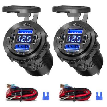 Imagem de Carregador de Carro e Barco 12V/24V - 4 Portas USB - Pacote com 2