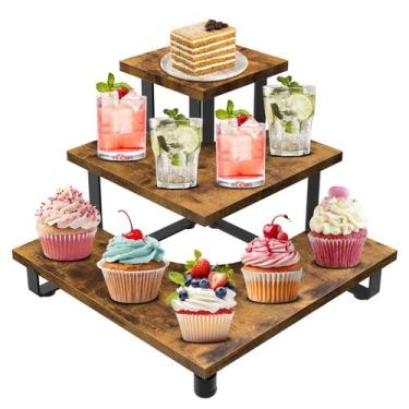Imagem de Expositor de Cupcakes ELITEROO - Prateleira de Canto de 3 Andares