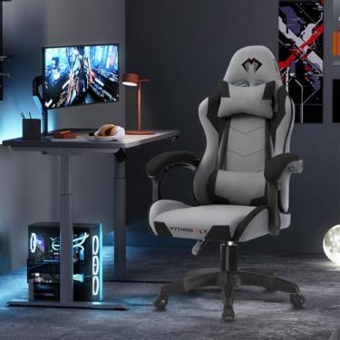 Imagem de Cadeira Gamer Python Fly em tecido, respirável e ecológica, ângulo ajustável (Cinza Escuro)