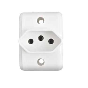 Imagem de Tomada Retangular Pezzi Sobrepor Branca Tomada Simples 20A