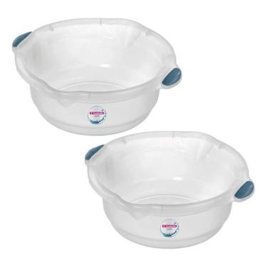 Imagem de Kit 2 Bacia De Plastico 14 Litros Sanremo Transparente Reforçada