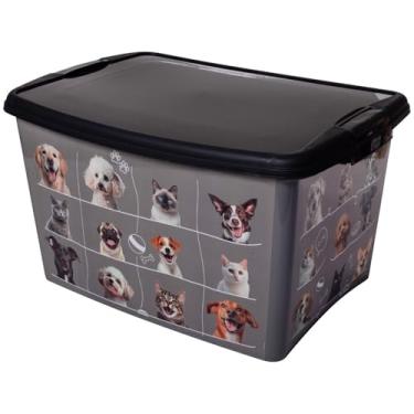 Imagem de Caixa Organizadora de Plástico com Tampa Decorada Pets Azul 3,4L Plasútil