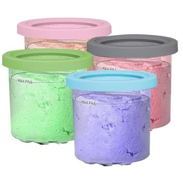 Imagem de AULKZIOV Recipientes De Sorvete De 16 Onças De Substituição Para Ninja Creami Pints, 4 Unidades De Recipientes Creami Pint Compatíveis Com Nc301 Nc300 Nc299Amz Nc290 Series Ice Cream Maker, Sem Bpa,