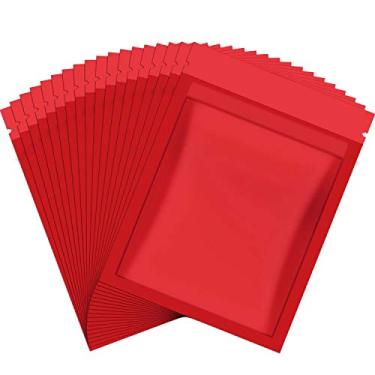 Imagem de 100 peças de sacos à prova de cheiro, saco de alumínio plano Ziplock para lembrancinhas de festa, armazenamento de alimentos (vermelho, 8 x 10 cm)