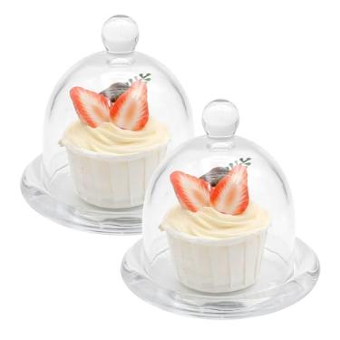 Imagem de MDEOOSKY 2 Peças De Forma Bolo Transparente Com Cobertura Vidro, Cúpulas Bolo, Suporte Para Biscoitos, Aniversário, Casamento, Ação Graças, Halloween, Natal