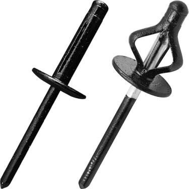 Imagem de JIANDAXIN 50 peças de rebites de alumínio triplos, rebites pop estilo lâmpada explosiva tripla para materiais automotivos, macios ou plásticos (todos pretos, 3/40.6 cm x 25/81.3 cm cabeça grande 5