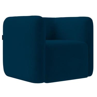 Imagem de Poltrona Para Sala De Estar Decorativa Quadrada Maggie K04 Veludo Azul Marinho - Mpozenato