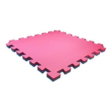 Imagem de Kit Tapete Tatame EVA 4 unidades 100x100x2cm 20mm Dupla Face Azul e Vermelho
