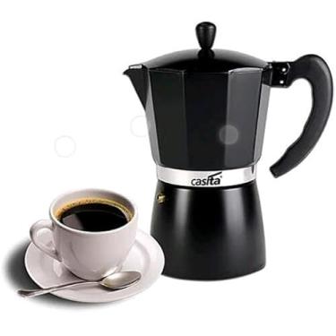Imagem de Cafeteira Italiana Moka 300ml – 6 Xícaras – Alumínio Preto para Fogão – Prepara Café Espresso Tradicional – Compatível com Gás e Elétrico - NEXUS MARKET