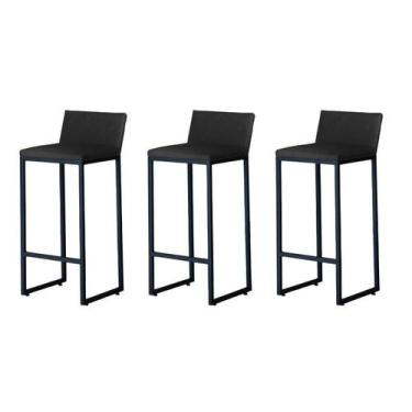 Imagem de Kit 3 Banquetas Alta Dani Reforçada Decorativa Balcão Bancada Cozinha 