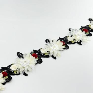 Imagem de 1 jarda vintage, elegante, flor, pérola, contas, renda, bordado, tecido, apliques florais para casamento, vestido de noiva, roupas, chapéu, decoração, artigos de artesanato de costura feitos à mão