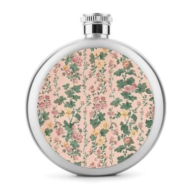 Imagem de Cantil de aço inoxidável, com estampa de flores pequenas, frasco de bolso, garrafa de anca, garrafa de viagem, portátil, garrafa de licor, portátil, cantil de metal