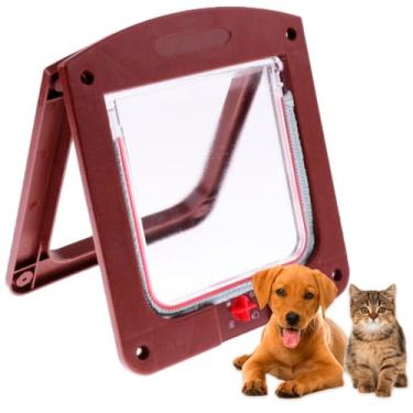 Imagem de Porta Portinha Passagem Pet Gato e Cachorro Tam M 19cm X 20cm(Marrom)