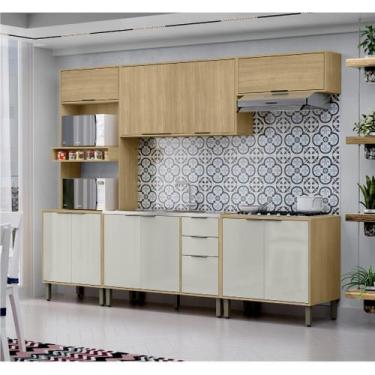Imagem de Cozinha Modulada 5 Peças Vick Castanho Off White - MX MOVEIS