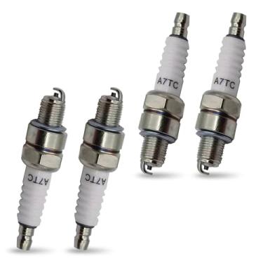 Imagem de Zikefest 4 peças de vela de ignição A7TC, vela de ignição de motocicleta, adequada para GY6 50cc 70cc 90cc 100cc 110cc 125cc 150cc motocicleta ATVs Dirt Bikes Go Karts ciclomotor scooters Quad 4