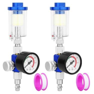Imagem de FBANG Regulador De Compressor Ar Npt 2 Peças 1/4" Com Manômetro E Separadores Água Óleo, Separador Ar, Filtro Adequado Para Pistolas Pintura Spray (Gl-01)