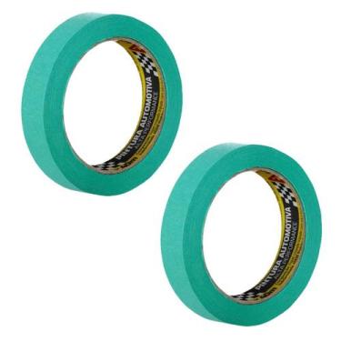 Imagem de Kit com 2 adere fita crepe automotiva verde 18x50 pequena - 000623