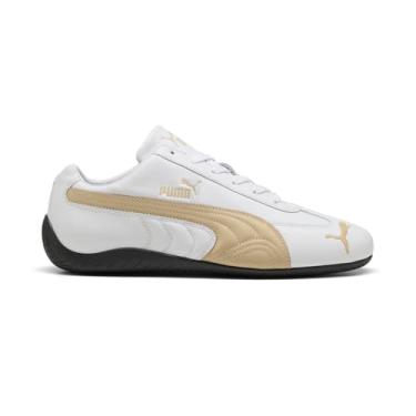 Imagem de PUMA Speedcat Shield Tênis masculino de couro com cadarço casual - preto, Puma Branco/branco amêndoa tostado, 45