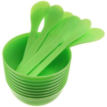 Imagem de safycaby Ferramentas para fazer geleca faça você mesmo, 8 tigelas de plástico e 8 colheres de mistura de cola para misturar cola e geleca (8 conjuntos mais verdes)