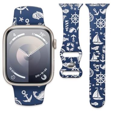 Imagem de Pulseira de relógio compatível com Apple Watch de 38 mm, 40 mm, 41 mm e 42 mm, pulseira de substituição com fecho clássico para Apple Watch Series SE 10, 9, 8, 7, 6 5 e Utral para mulheres (farol)