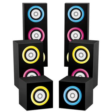 Imagem de Naozinebi 6 peças, decorações de festa dos anos 80, 90, caixas grandes de decoração de festa, caixas grandes de papel boombox para decoração retrô dos anos 80, 1990, tema de aniversário, discoteca