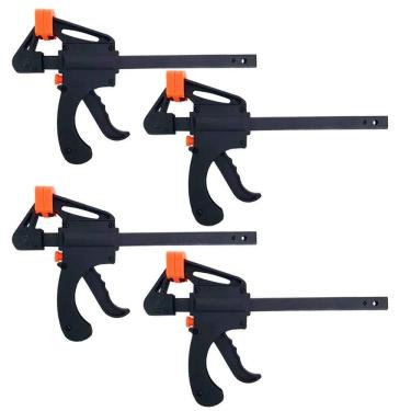 Imagem de Kit 4 Grampos Sargento De Aperto Rápido 6 Pol. Haste Grossa