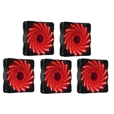 Imagem de Kit 5 Cooler Fan 120mm 12cm 15 Leds Vermelho Azul Verde Branco Rosa - 